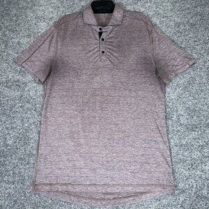 Lululemon Polo Shirt‎ Mens XL Red Striped Pullover Short Sleeve Casual Adult